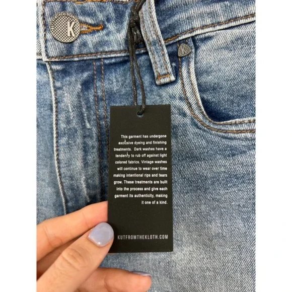 Kut from the Kloth Jane High Waist Distressed Fray Hem Denim Shorts Size: 2 NWT - Picture 5 of 12